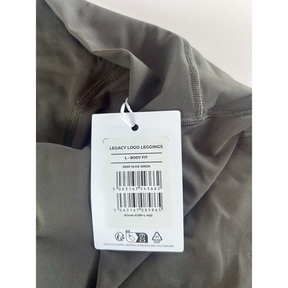 NWT GYMSHARK Legacy Logo Leggings Deep Olive Green Women’s Large Body Fit B7A4E - Picture 3 of 7